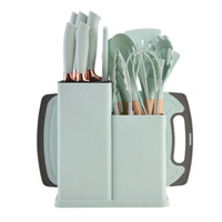 Kit de Utensílios de Cozinha em Silicone e Facas Premium - 19 Peças