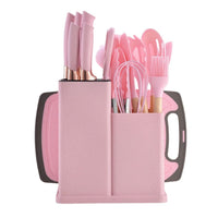 Kit de Utensílios de Cozinha em Silicone e Facas Premium - 19 Peças