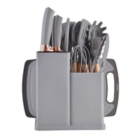 Kit de Utensílios de Cozinha em Silicone e Facas Premium - 19 Peças
