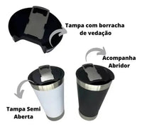 KIT com 20 Copos Térmicos 473ml com Tampa + Abridor – Cerveja Gelada Sempre com Você!