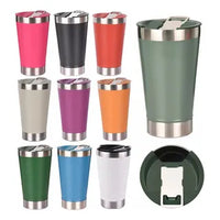 KIT com 20 Copos Térmicos 473ml com Tampa + Abridor – Cerveja Gelada Sempre com Você!