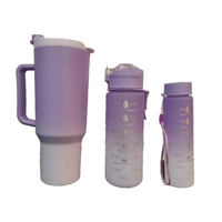 Kit 3 Garrafas/Copos Para Carro - Squeeze com Adesivos