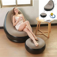 Sofá Inflável Preguiçoso Poltrona Lounge com Puff e Bomba – Conforto, Estilo e Praticidade!