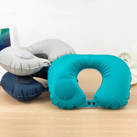 ✈️💤 Travesseiro de Viagem Inflável em U – Conforto Inteligente em Qualquer Destino!